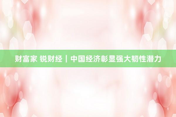 财富家 锐财经｜中国经济彰显强大韧性潜力