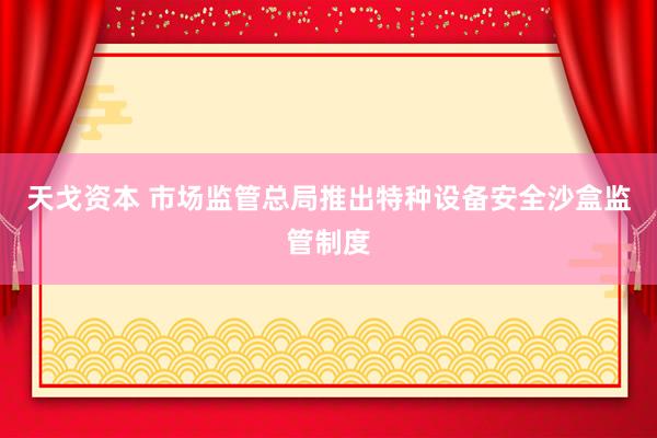 天戈资本 市场监管总局推出特种设备安全沙盒监管制度