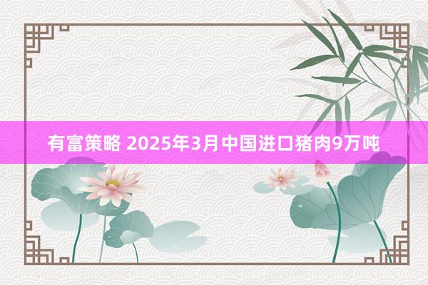 有富策略 2025年3月中国进口猪肉9万吨