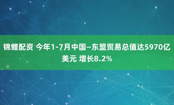 锦鲤配资 今年1-7月中国—东盟贸易总值达5970亿美元 增长8.2%