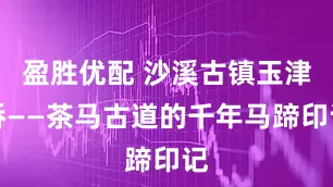 盈胜优配 沙溪古镇玉津桥——茶马古道的千年马蹄印记